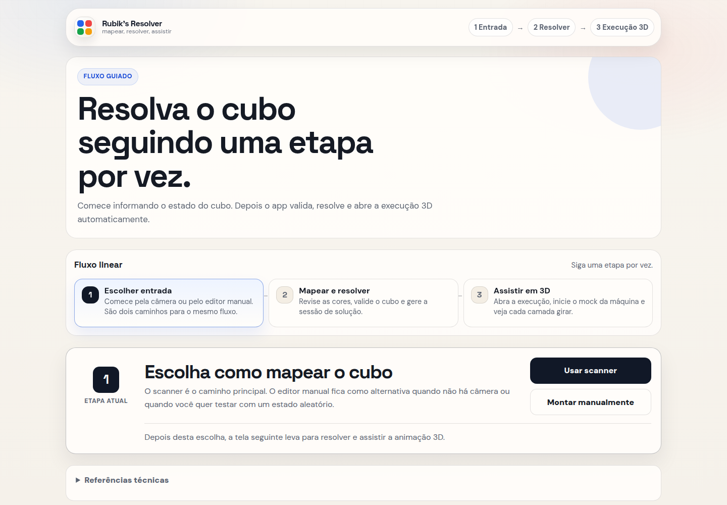 Screenshot do projeto Montador de Cubo Mágico
